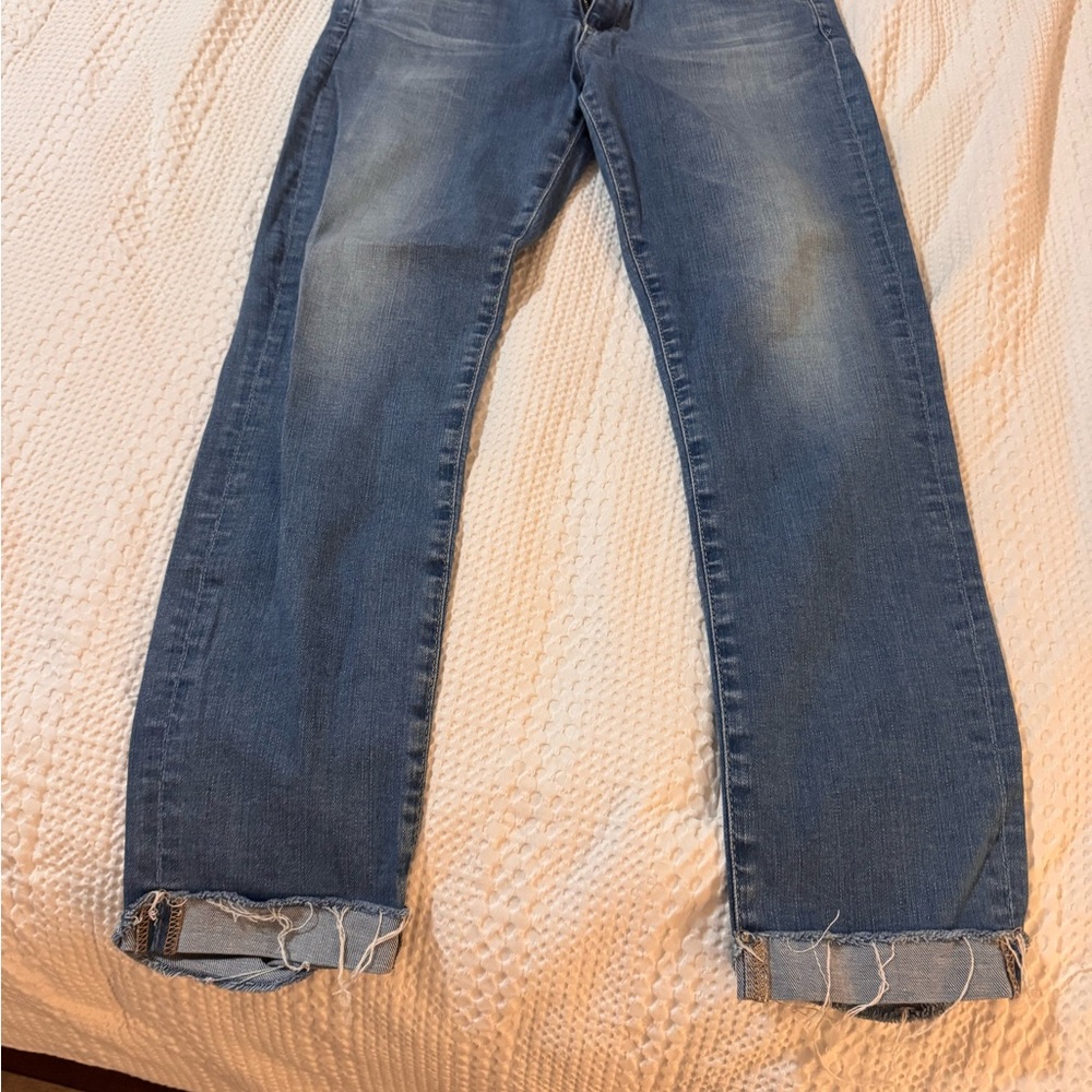 Ag Adriano Goldschmied Women's Light Blue Cropped Jeans The Stilt Roll-Up